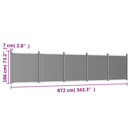 Schuttingpaneel 872X186 Cm Hkc Grijs