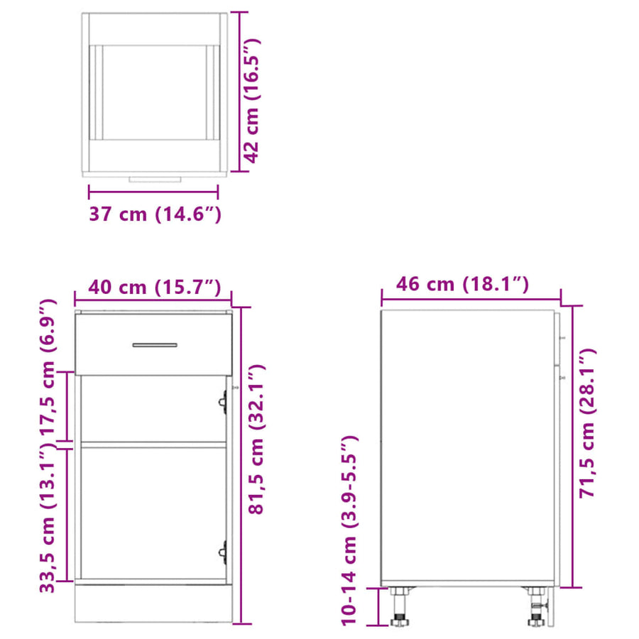 Onderkast met lade 40x46x81,5 cm spaanplaat sonoma eikenkleurig