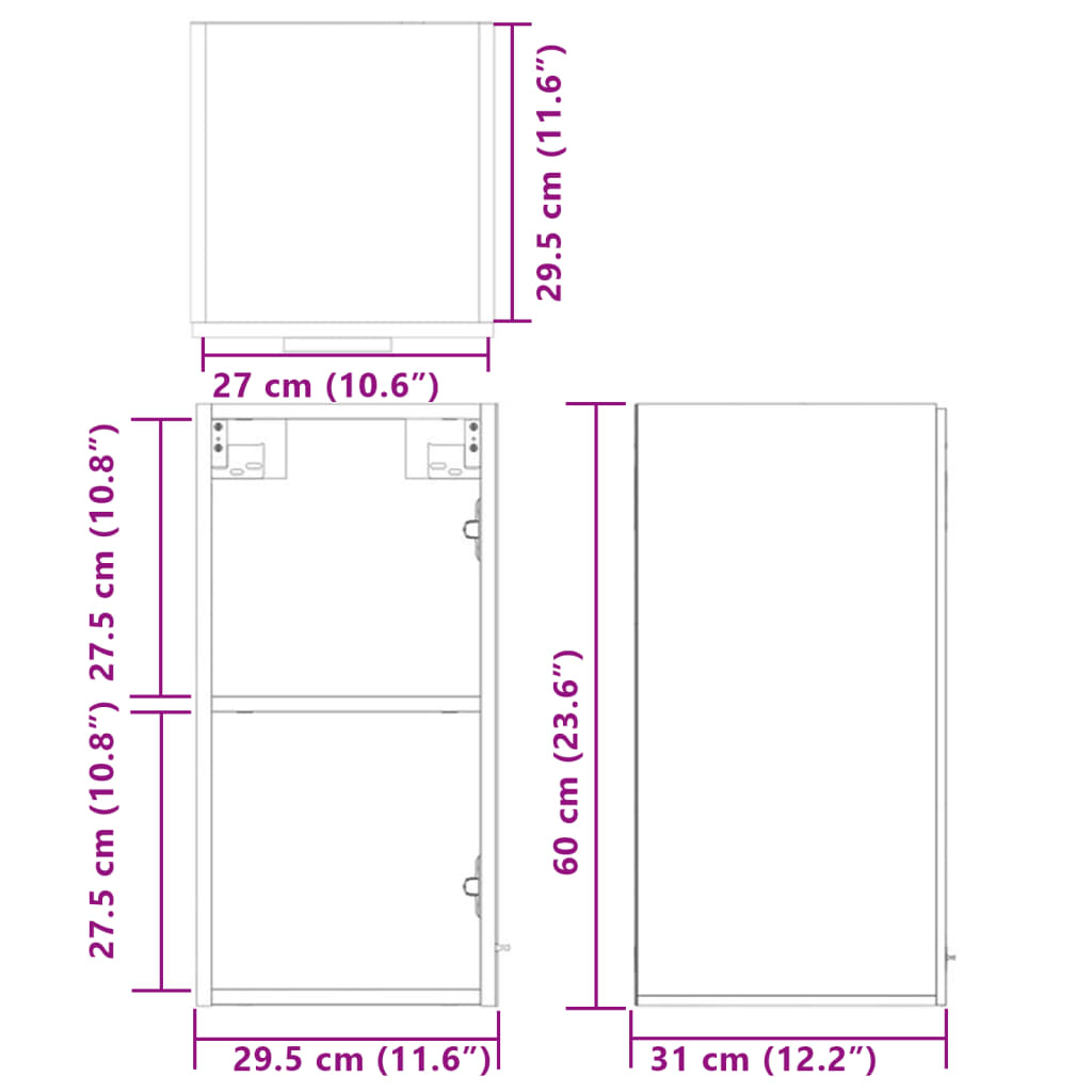 Hangkast 29,5x31x60 cm bewerkt hout sonoma eikenkleurig