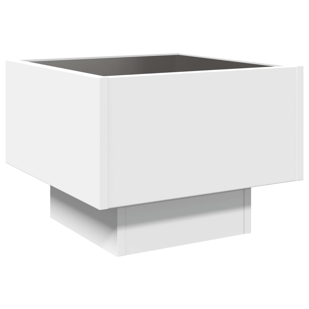 Bijzettafel met LED 40x40x30 cm bewerkt hout wit