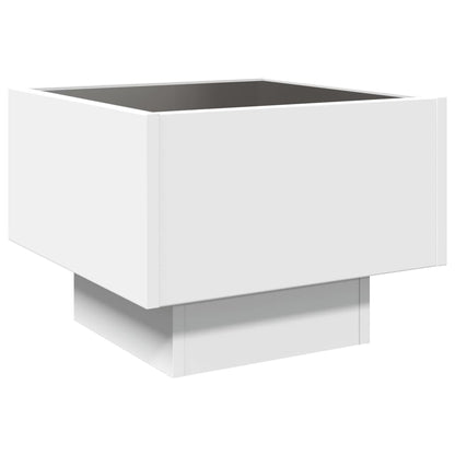 Bijzettafel met LED 40x40x30 cm bewerkt hout wit