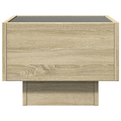 Bijzettafel met LED 40x40x30 cm bewerkt hout sonoma eikenkleur