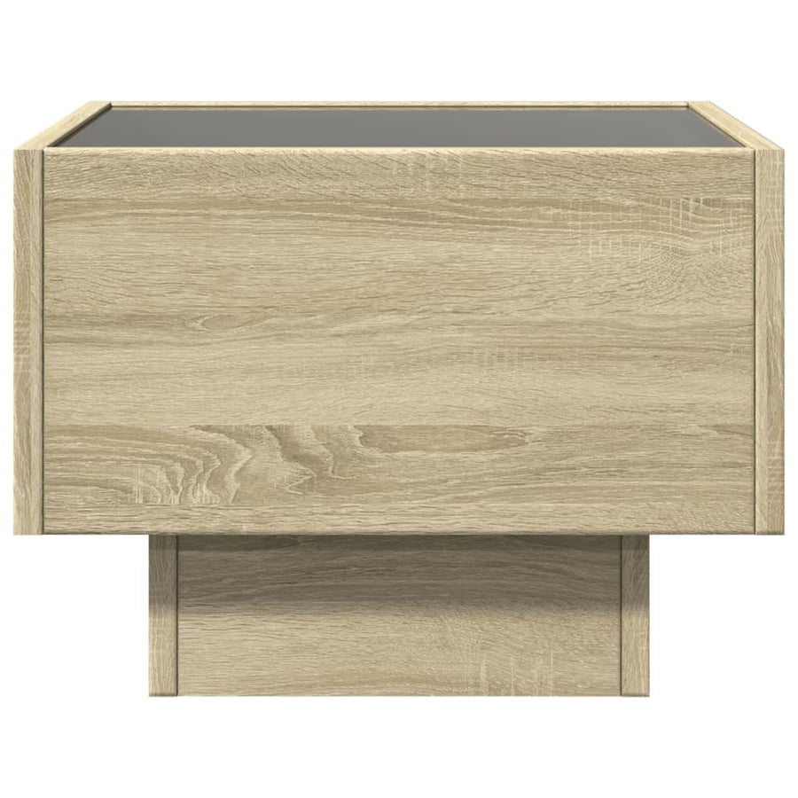 Bijzettafel met LED 40x40x30 cm bewerkt hout sonoma eikenkleur