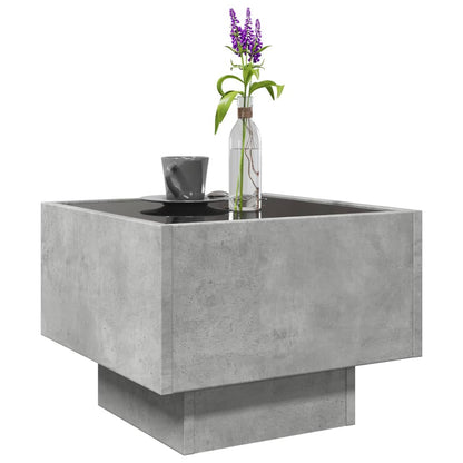 Bijzettafel met LED 40x40x30 cm bewerkt hout betongrijs