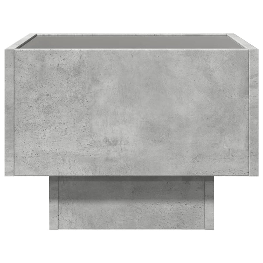 Bijzettafel met LED 40x40x30 cm bewerkt hout betongrijs