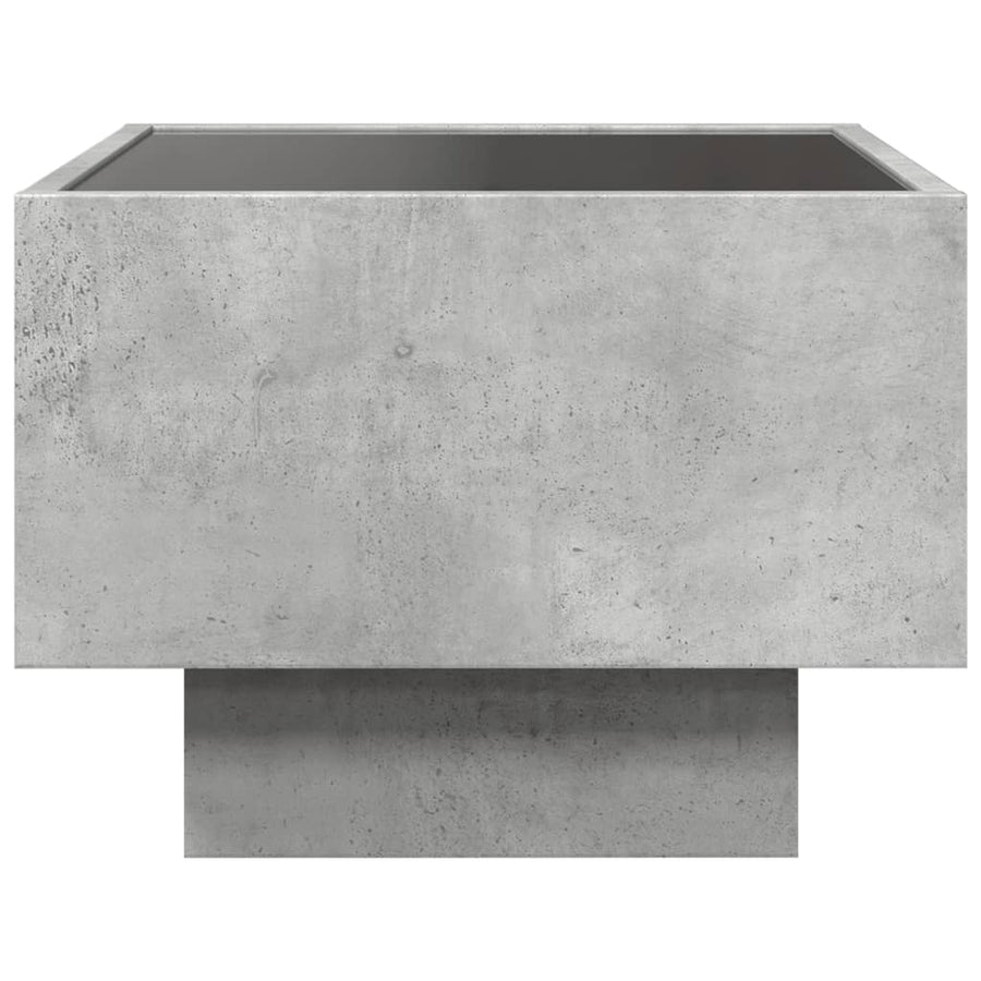 Bijzettafel met LED 40x40x30 cm bewerkt hout betongrijs