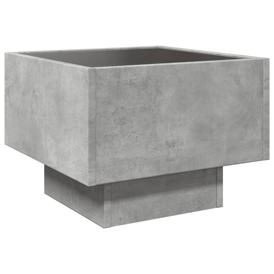 Bijzettafel met LED 40x40x30 cm bewerkt hout betongrijs