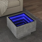 Bijzettafel 40x40x30 cm bewerkt hout betongrijs LED