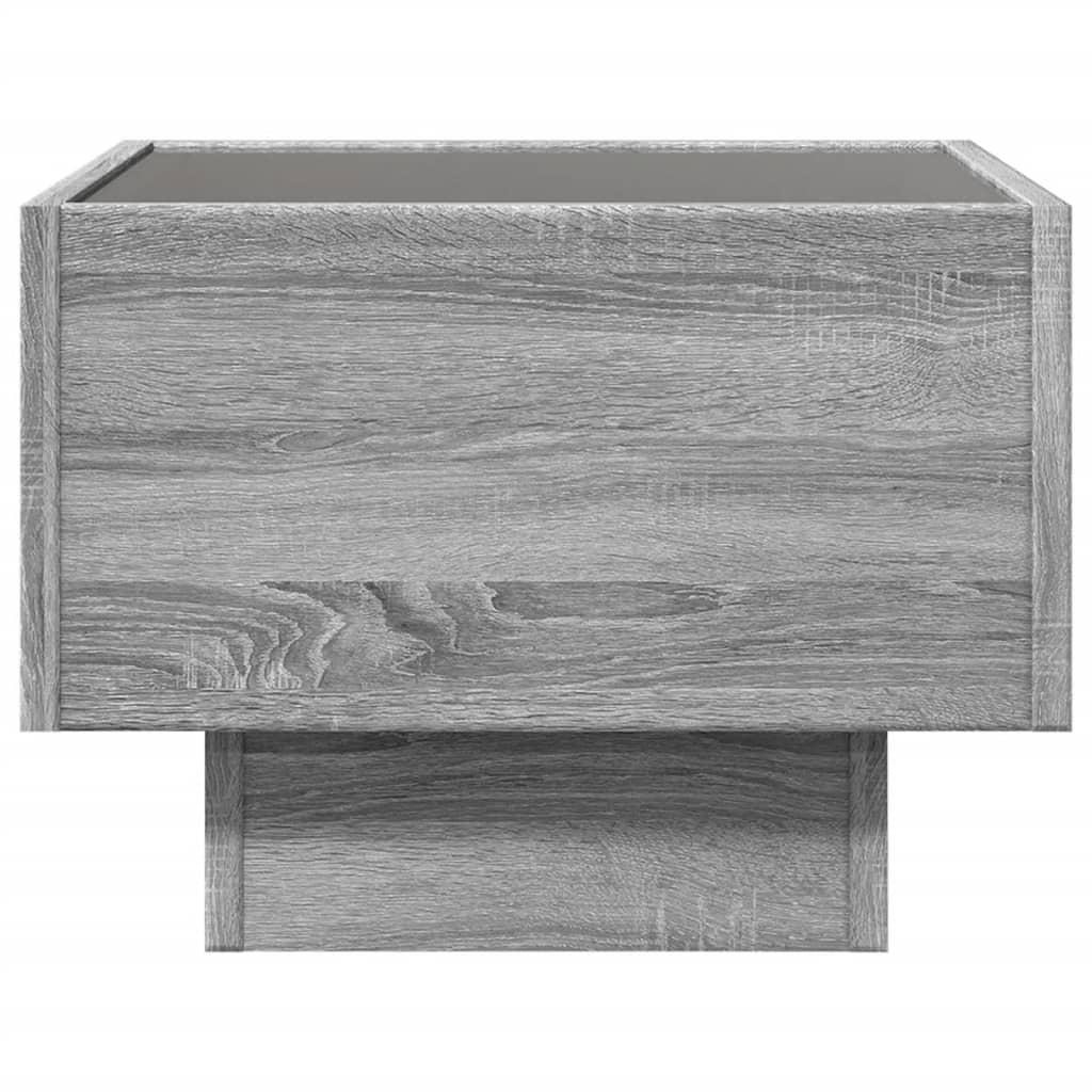 Bijzettafel met LED 40x40x30 cm bewerkt hout grijs sonoma eiken