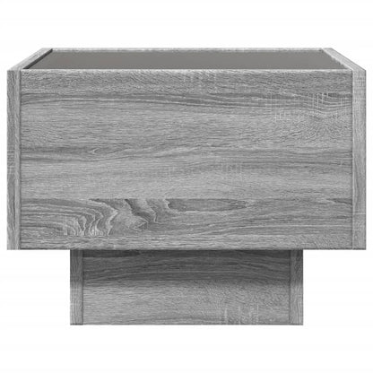 Bijzettafel met LED 40x40x30 cm bewerkt hout grijs sonoma eiken