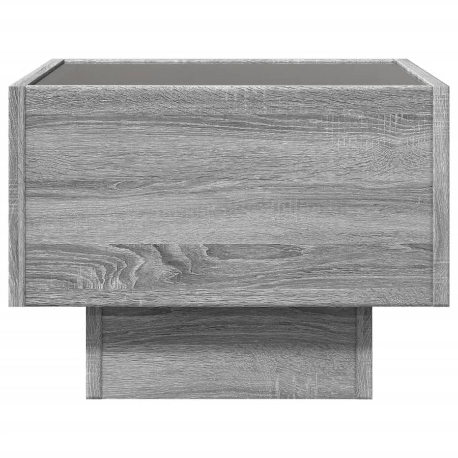 Bijzettafel met LED 40x40x30 cm bewerkt hout grijs sonoma eiken