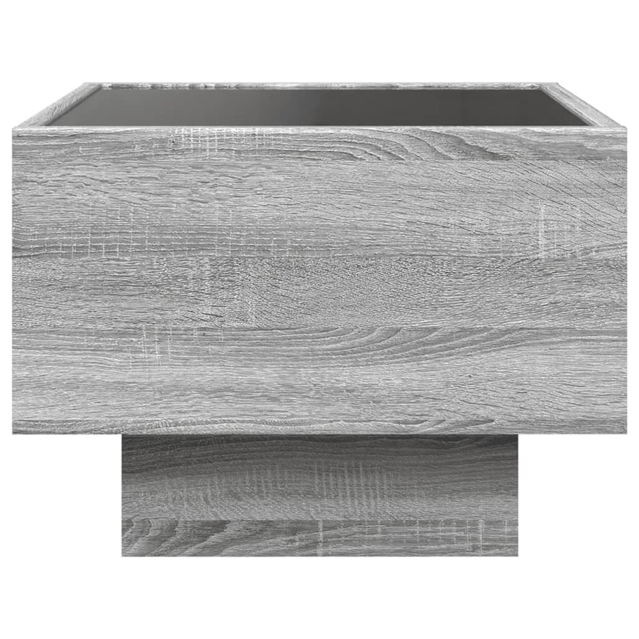 Bijzettafel met LED 40x40x30 cm bewerkt hout grijs sonoma eiken