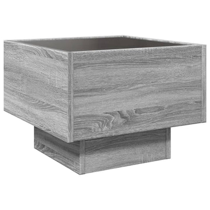 Bijzettafel met LED 40x40x30 cm bewerkt hout grijs sonoma eiken