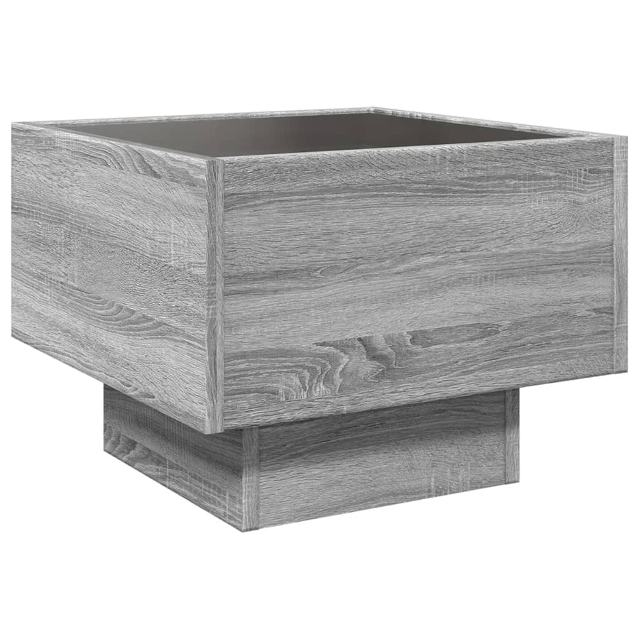 Bijzettafel met LED 40x40x30 cm bewerkt hout grijs sonoma eiken