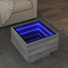 Side Table with LED 40x40x30 cm Engineered Wood Grey Sonoma Oak