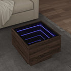 Side table with LED 40x40x30 cm engineered wood brown oak