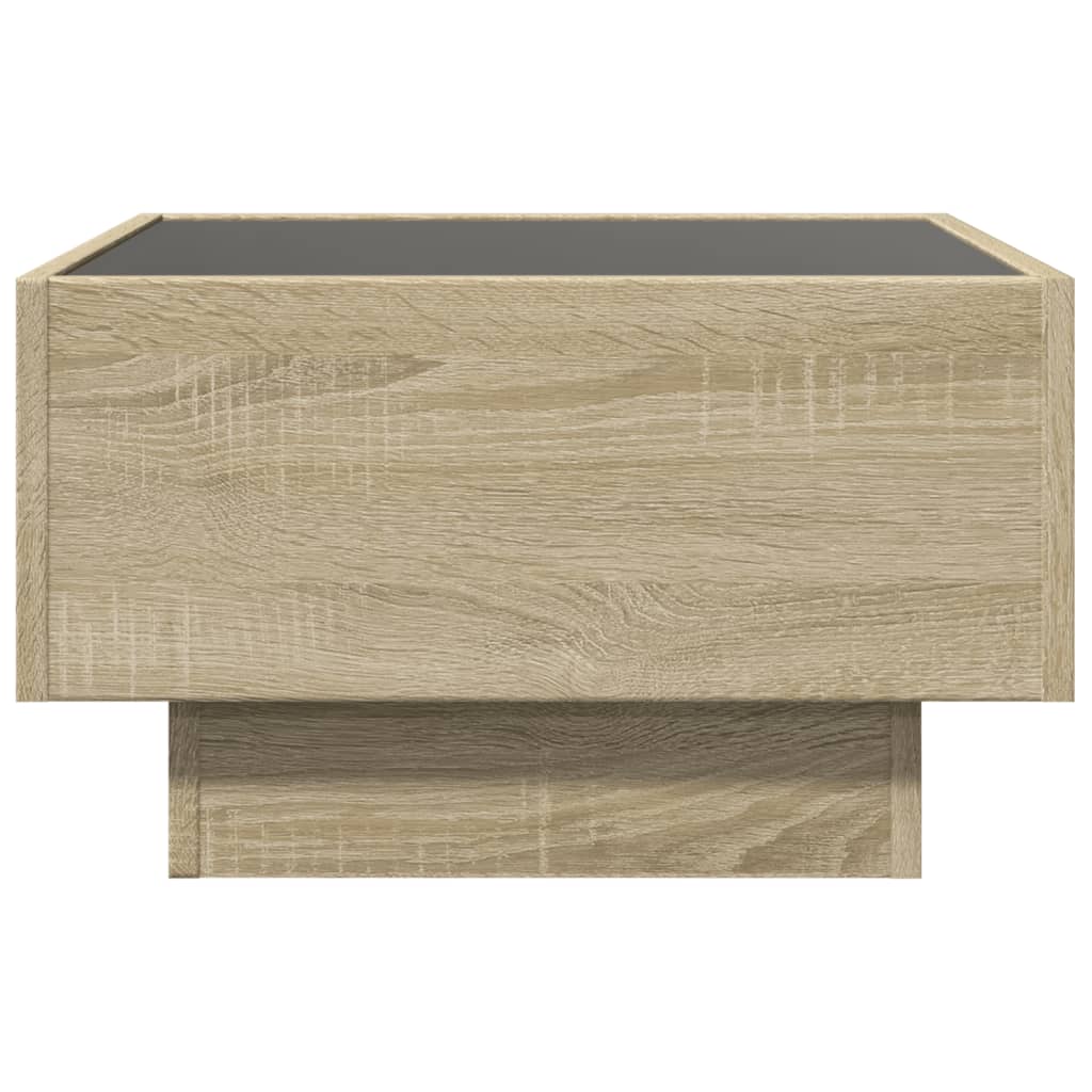 Salontafel met LED 50x50x30 cm bewerkt hout sonoma eikenkleurig