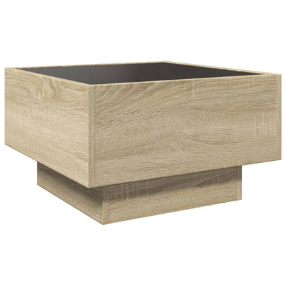 Salontafel met LED 50x50x30 cm bewerkt hout sonoma eikenkleurig