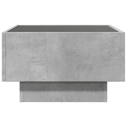 Salontafel met LED 50x50x30 cm bewerkt hout betongrijs