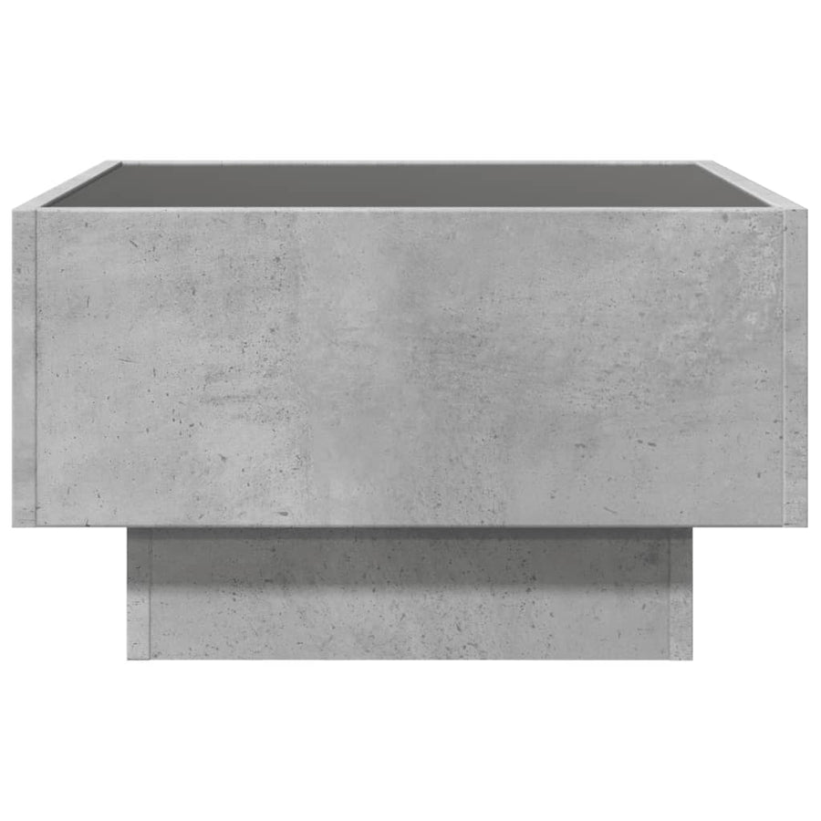 Salontafel met LED 50x50x30 cm bewerkt hout betongrijs