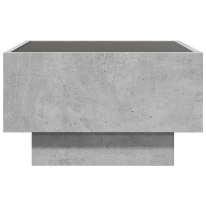 Salontafel met LED 50x50x30 cm bewerkt hout betongrijs