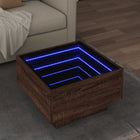 Coffee table with LED 50x50x30 cm engineered wood brown oak effect