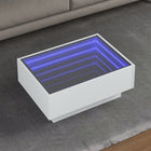 Coffee table with LED 70x50x30 cm engineered wood white