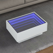 Salontafel 70x50x30 cm bewerkt hout wit LED