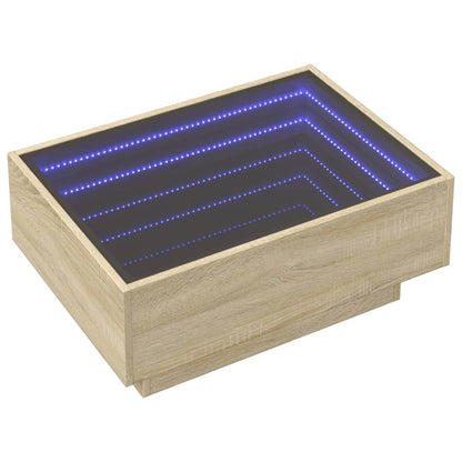 Salontafel met LED 70x50x30 cm bewerkt hout sonoma eikenkleurig