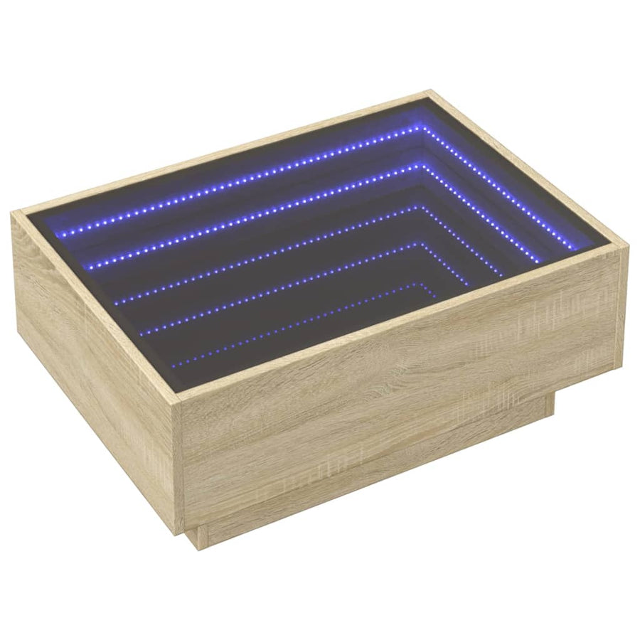 Salontafel met LED 70x50x30 cm bewerkt hout sonoma eikenkleurig