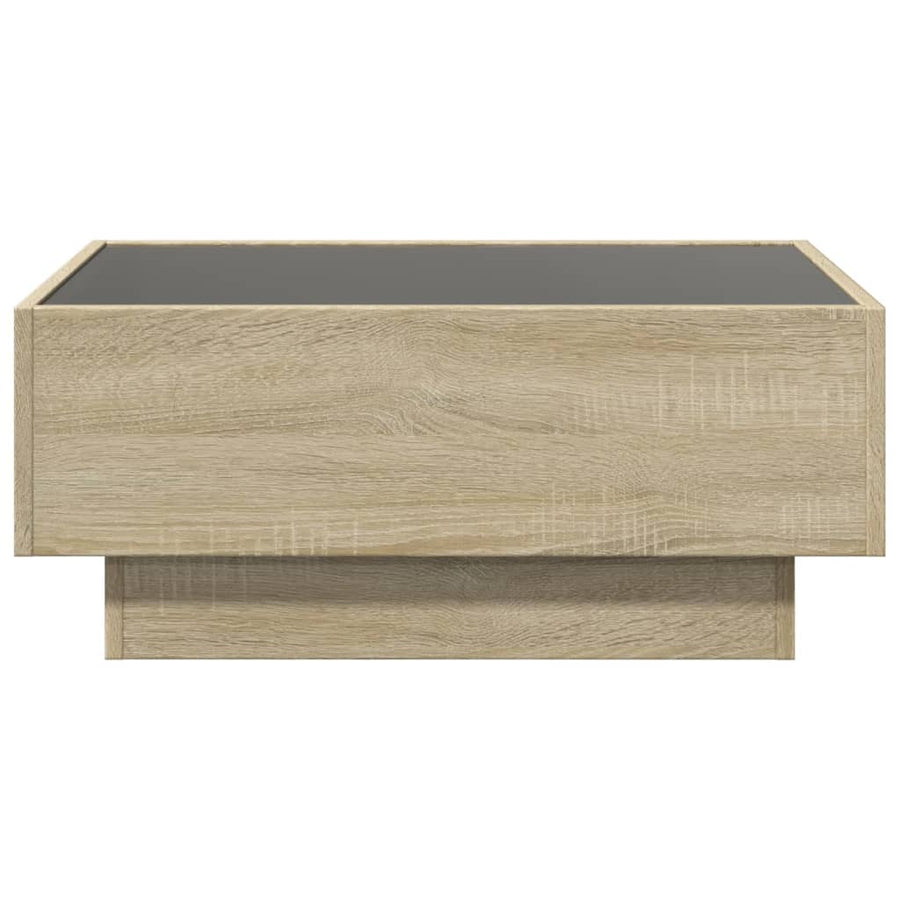 Salontafel met LED 70x50x30 cm bewerkt hout sonoma eikenkleurig