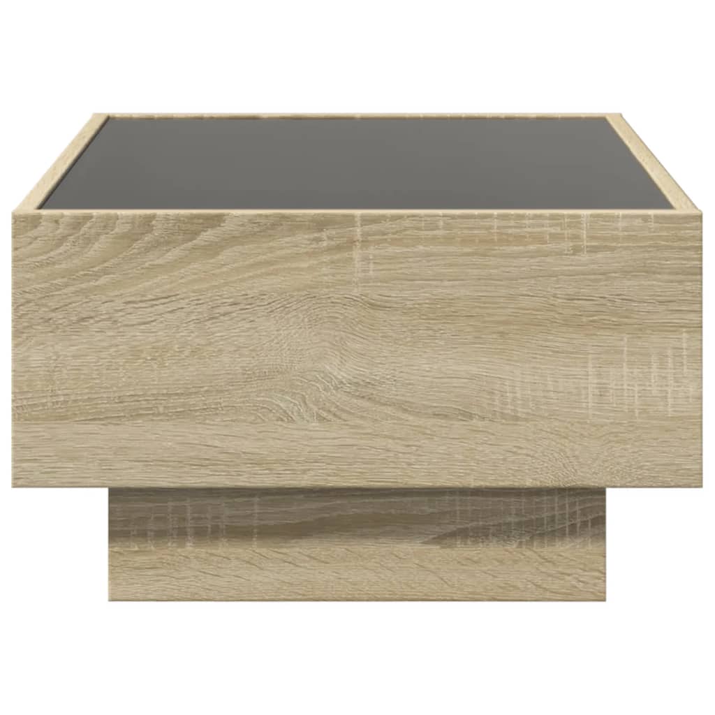 Salontafel met LED 70x50x30 cm bewerkt hout sonoma eikenkleurig