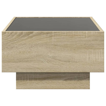 Salontafel met LED 70x50x30 cm bewerkt hout sonoma eikenkleurig