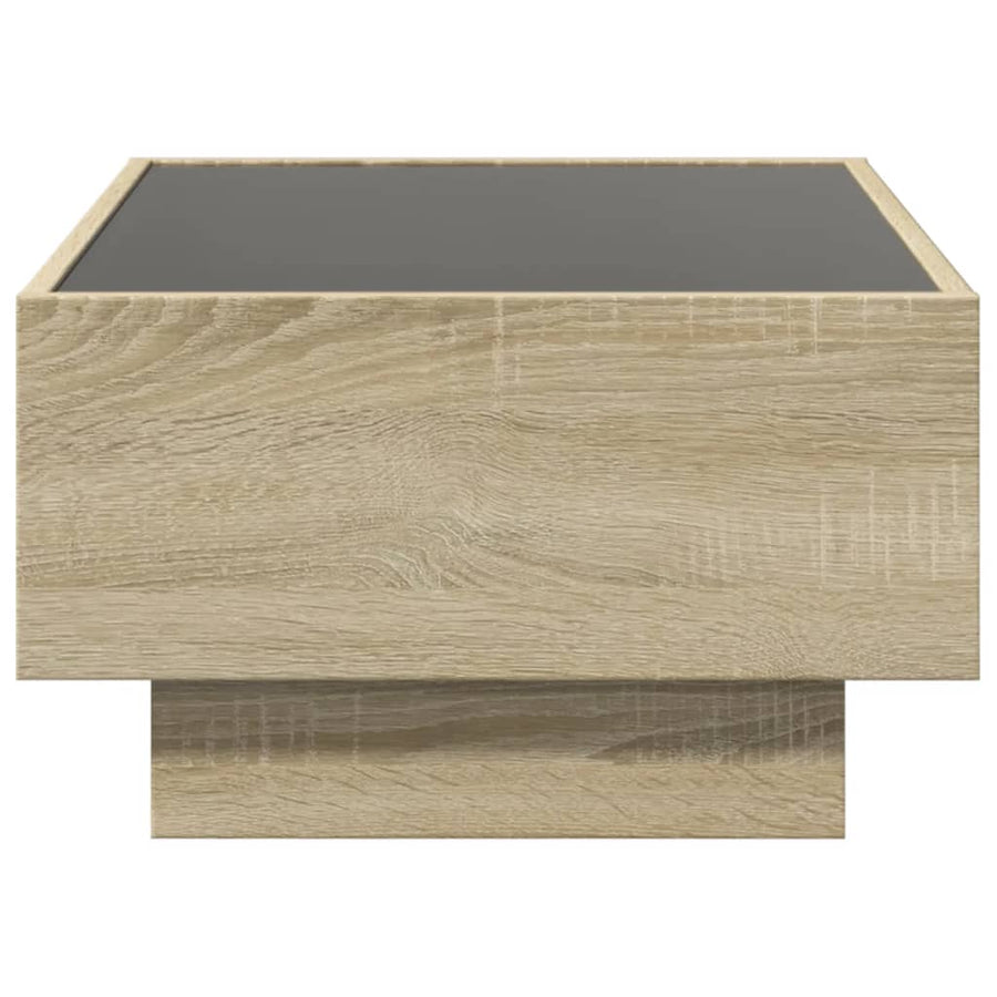 Salontafel met LED 70x50x30 cm bewerkt hout sonoma eikenkleurig