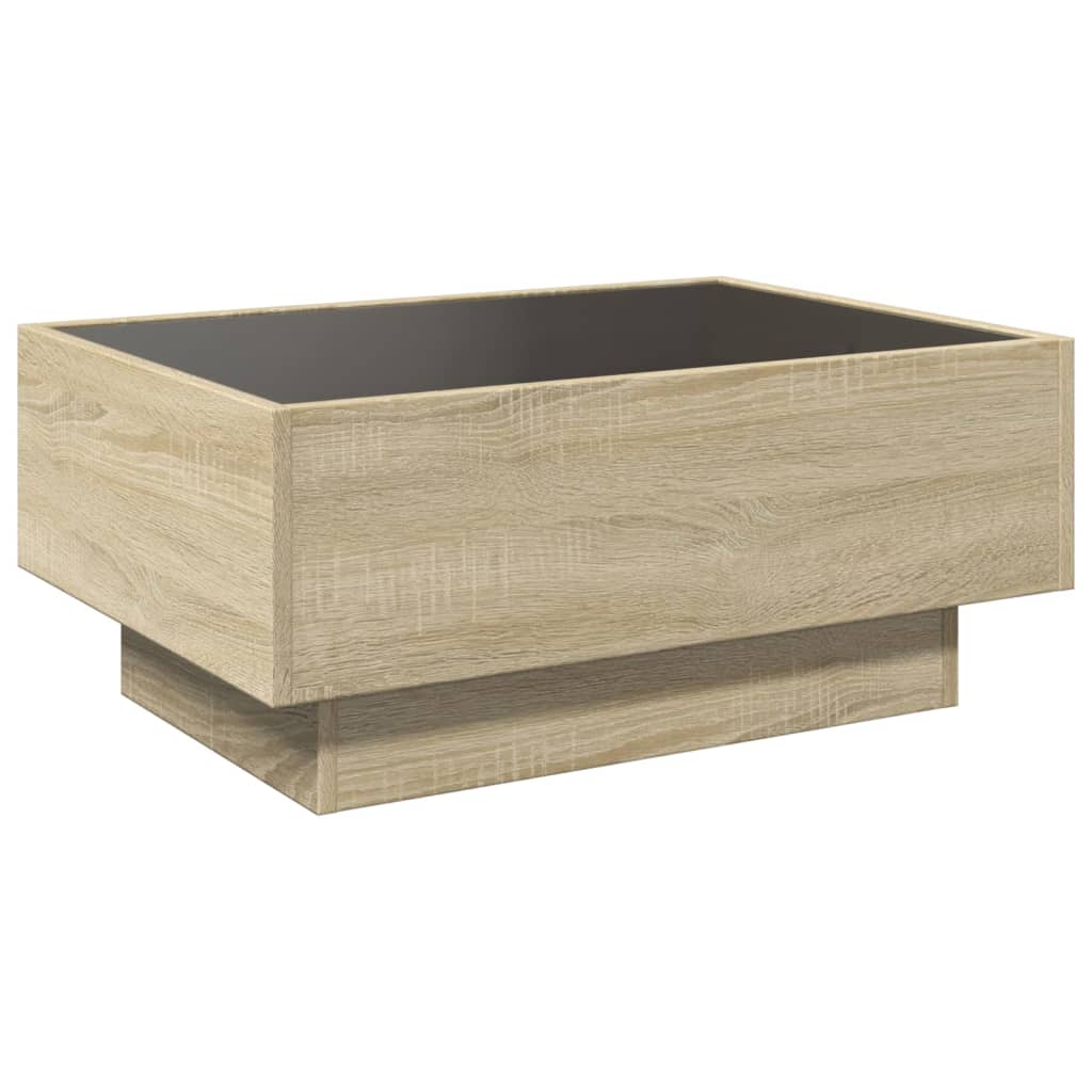 Salontafel met LED 70x50x30 cm bewerkt hout sonoma eikenkleurig
