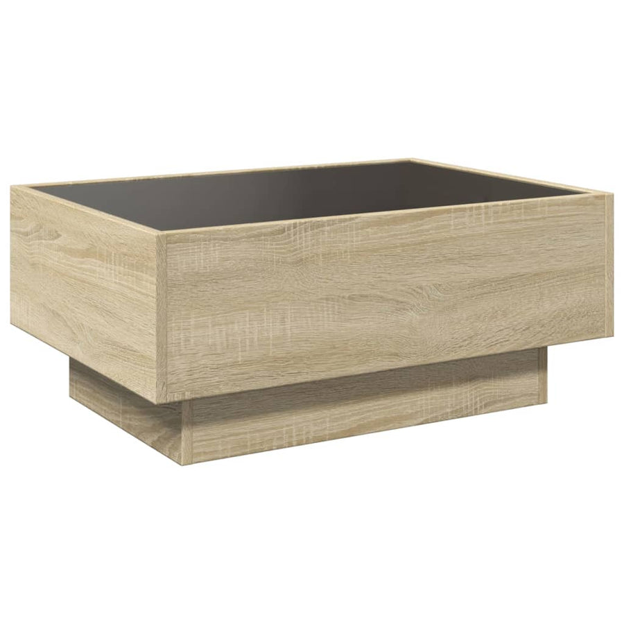 Salontafel met LED 70x50x30 cm bewerkt hout sonoma eikenkleurig