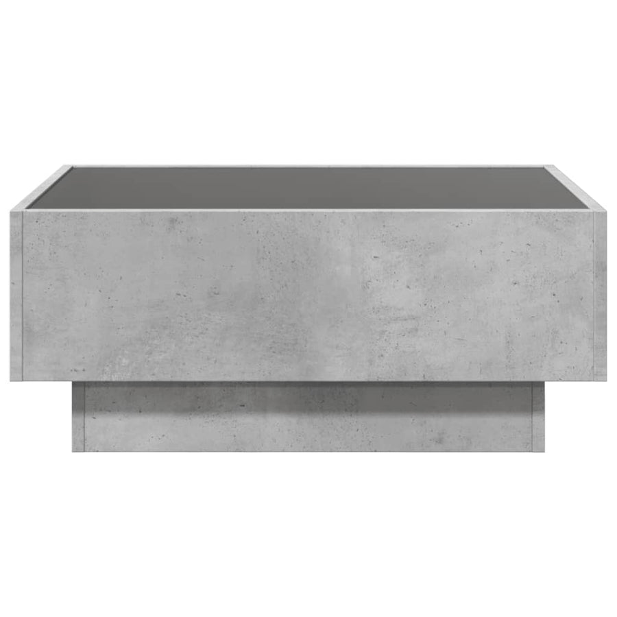 Salontafel met LED 70x50x30 cm bewerkt hout betongrijs