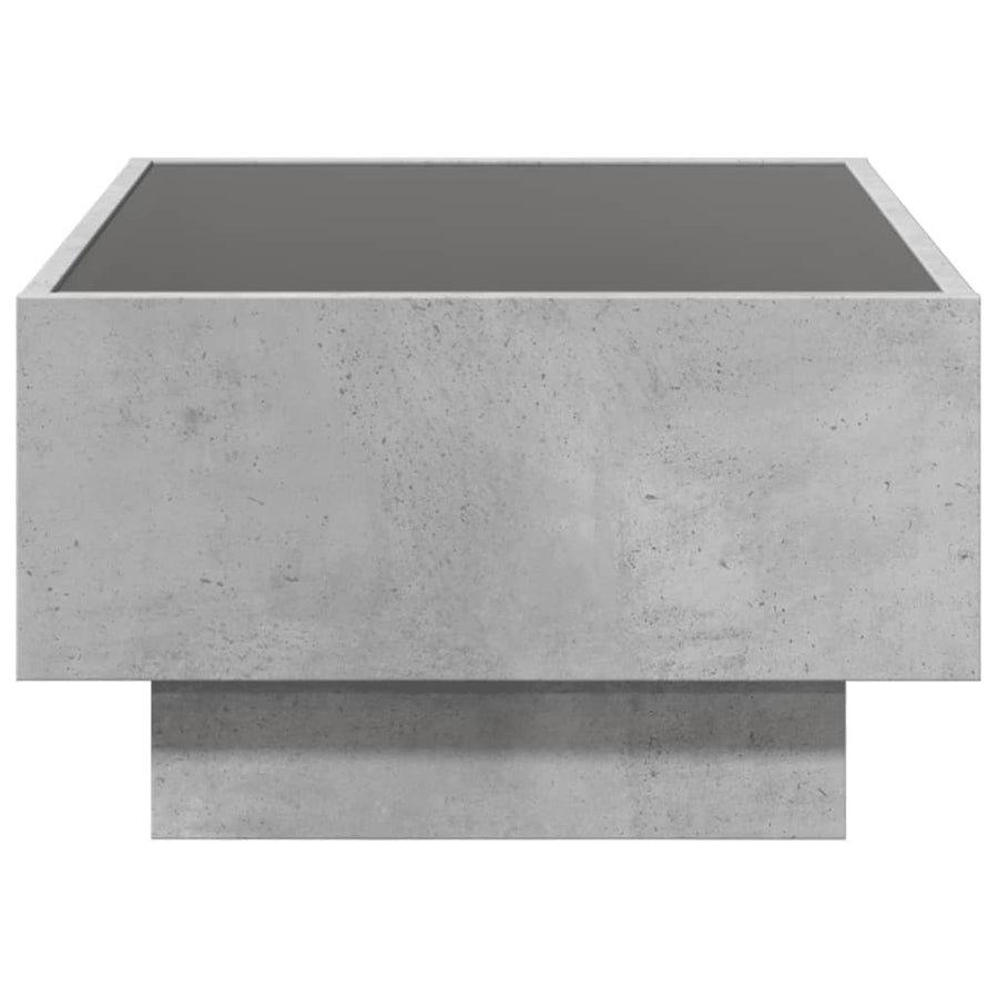 Salontafel met LED 70x50x30 cm bewerkt hout betongrijs