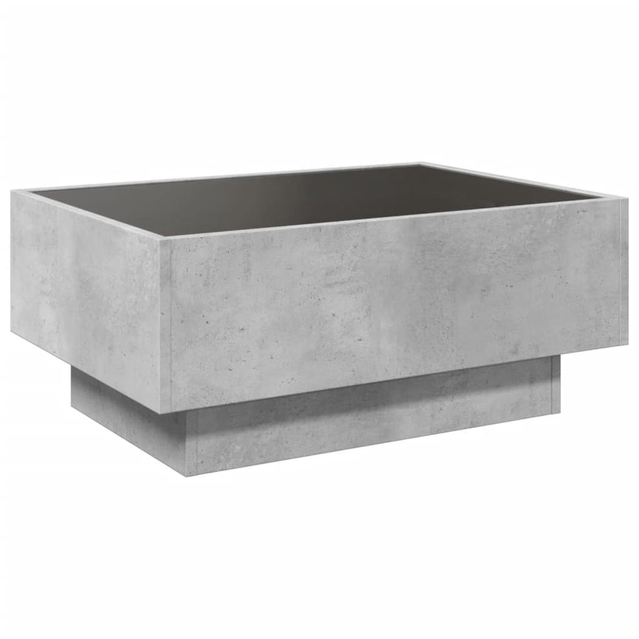 Salontafel met LED 70x50x30 cm bewerkt hout betongrijs