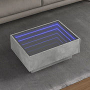 Salontafel 70x50x30 cm bewerkt hout betongrijs LED