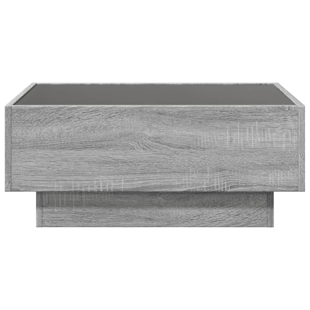 Salontafel met LED 70x50x30 cm bewerkt hout grijs sonoma eiken
