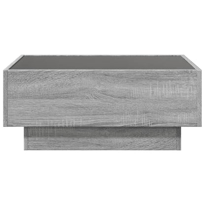 Salontafel met LED 70x50x30 cm bewerkt hout grijs sonoma eiken