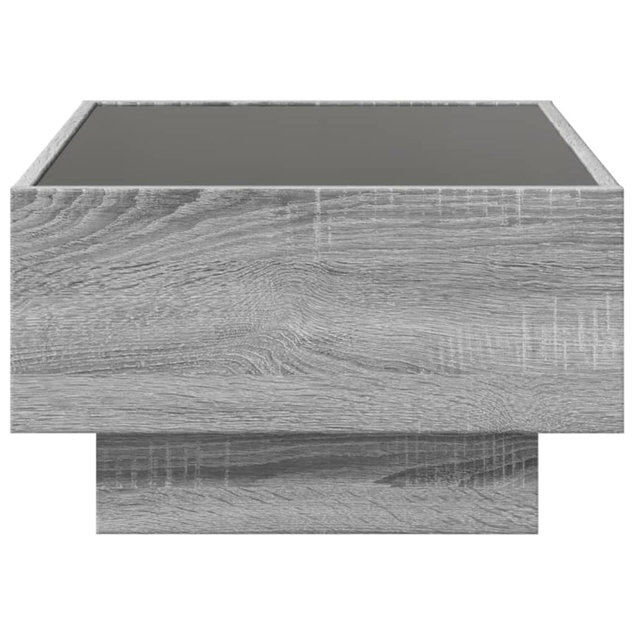 Salontafel met LED 70x50x30 cm bewerkt hout grijs sonoma eiken