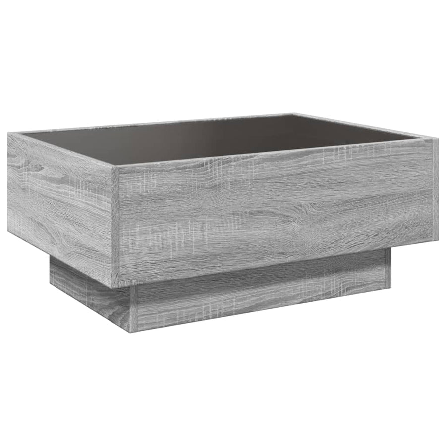 Salontafel met LED 70x50x30 cm bewerkt hout grijs sonoma eiken