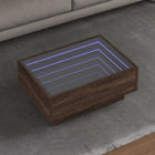 Coffee table with LED 70x50x30 cm engineered wood brown oak-coloured