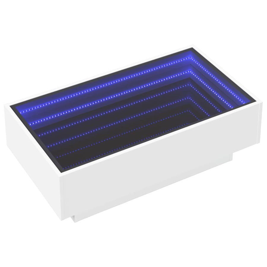 Salontafel met LED 90x50x30 cm bewerkt hout wit