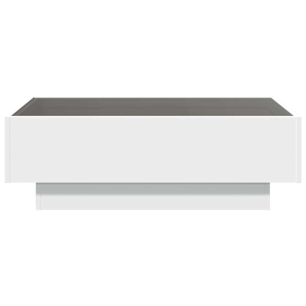 Salontafel met LED 90x50x30 cm bewerkt hout wit