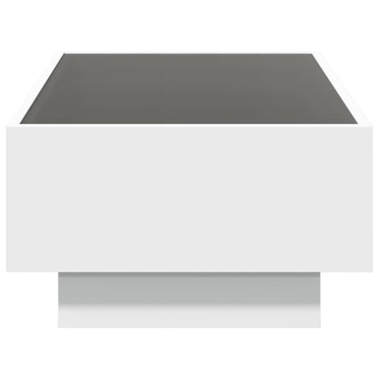 Salontafel met LED 90x50x30 cm bewerkt hout wit