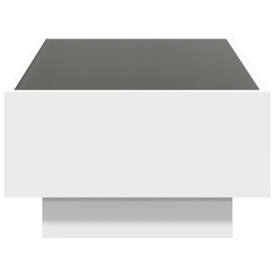 Salontafel met LED 90x50x30 cm bewerkt hout wit