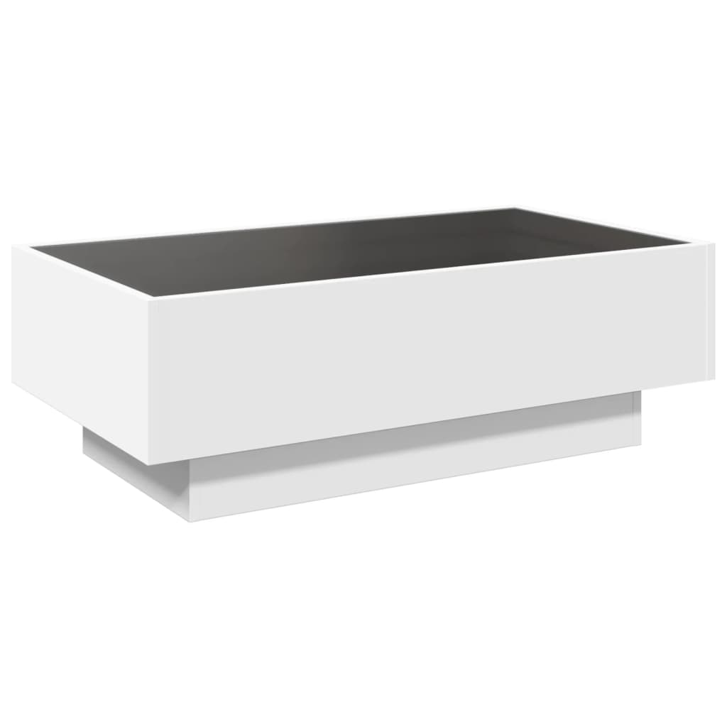 Salontafel met LED 90x50x30 cm bewerkt hout wit